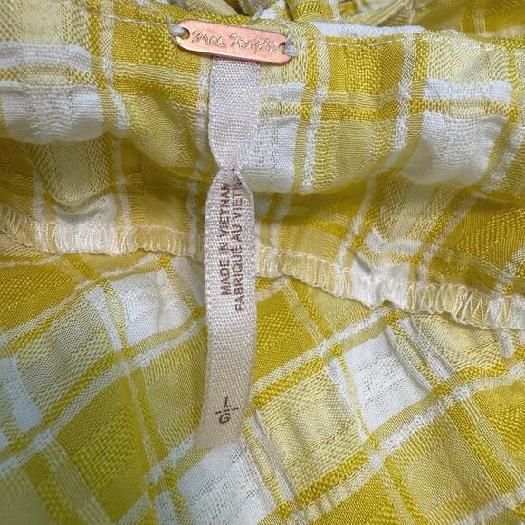 Free People Yellow Gingham Maxi Dress | Boho Western Tiered Ruffle | Large - Picture 4 of 12